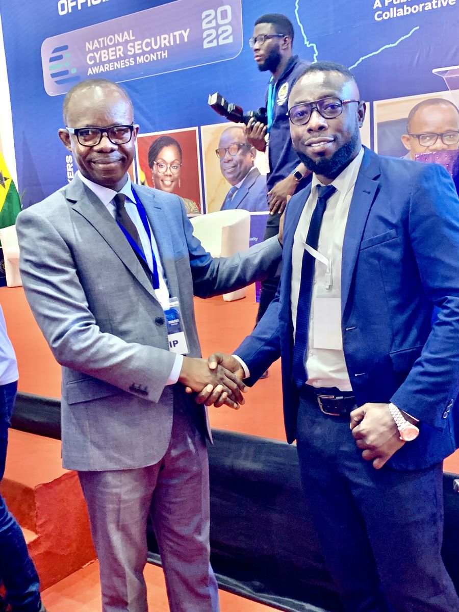 Abubakar Issaka with Dr. Albert Antwi-Boasiako, former Director-General of the Cyber Security Authority, at National Cyber Security Awareness Month 2022